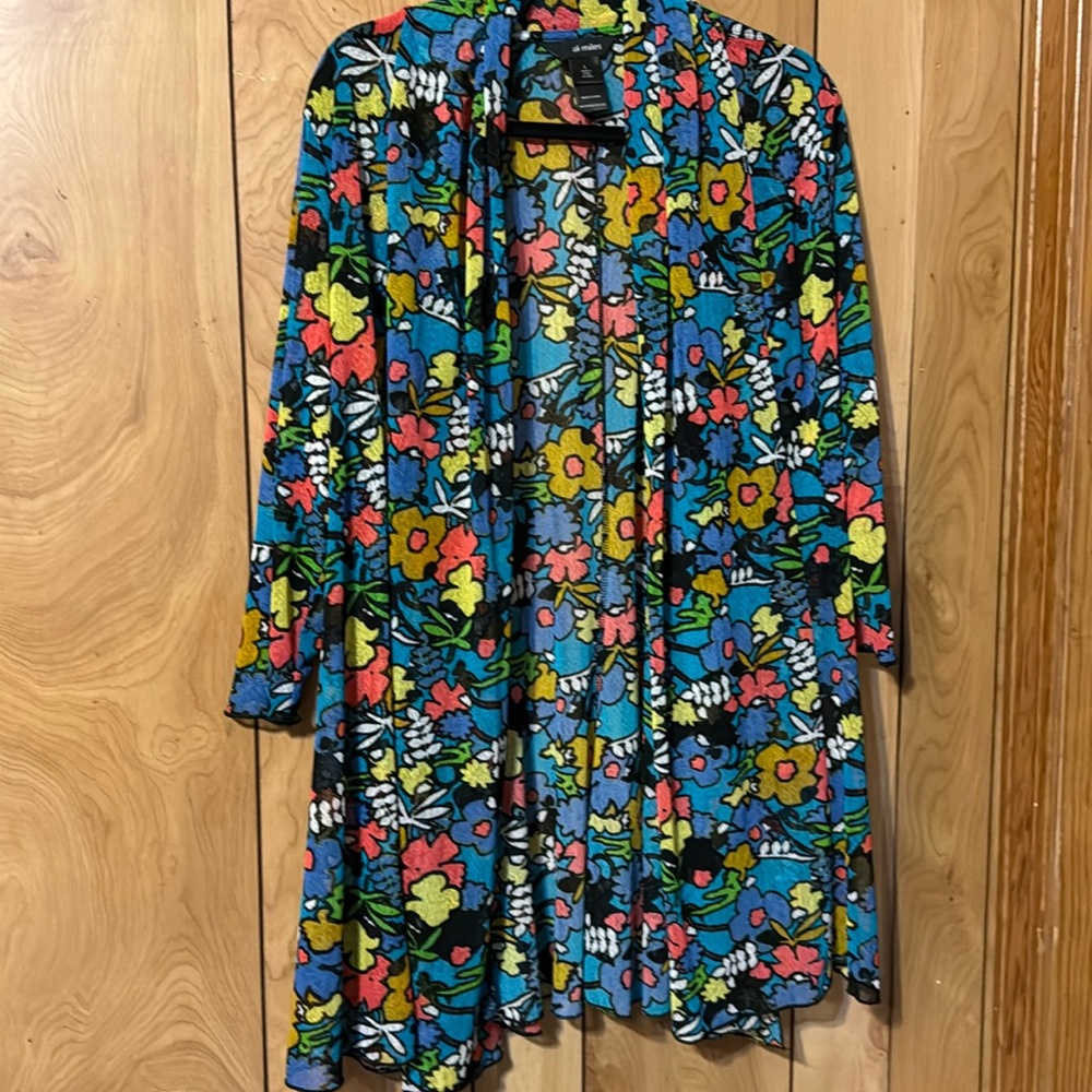 Ali Miles Onions skin duster floral print multi colored size L